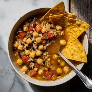 Chickpea & Rice Tortilla Soup
