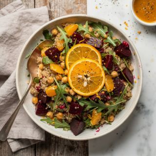 Beetroot Quinoa Salad with Orange Ginger Dressing