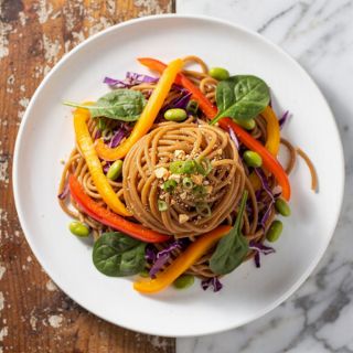 Rainbow Peanut Noodles