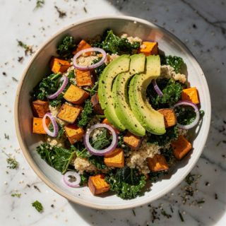 Roasted Sweet Potato, Kale and Quinoa Salad